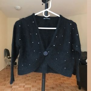 100% angora crop cardigan